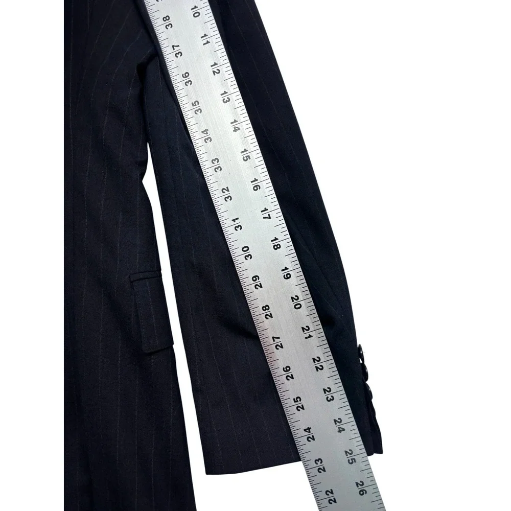 vtg 90s Evan Picone 40R 41R 34x32 Navy Blue Stripe 2pc Pant Suit Bootcut USA